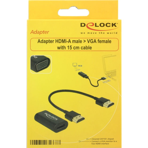 DeLOCK hdmi a (female) > vga (female) adapter (zwart, 0,15 meter)