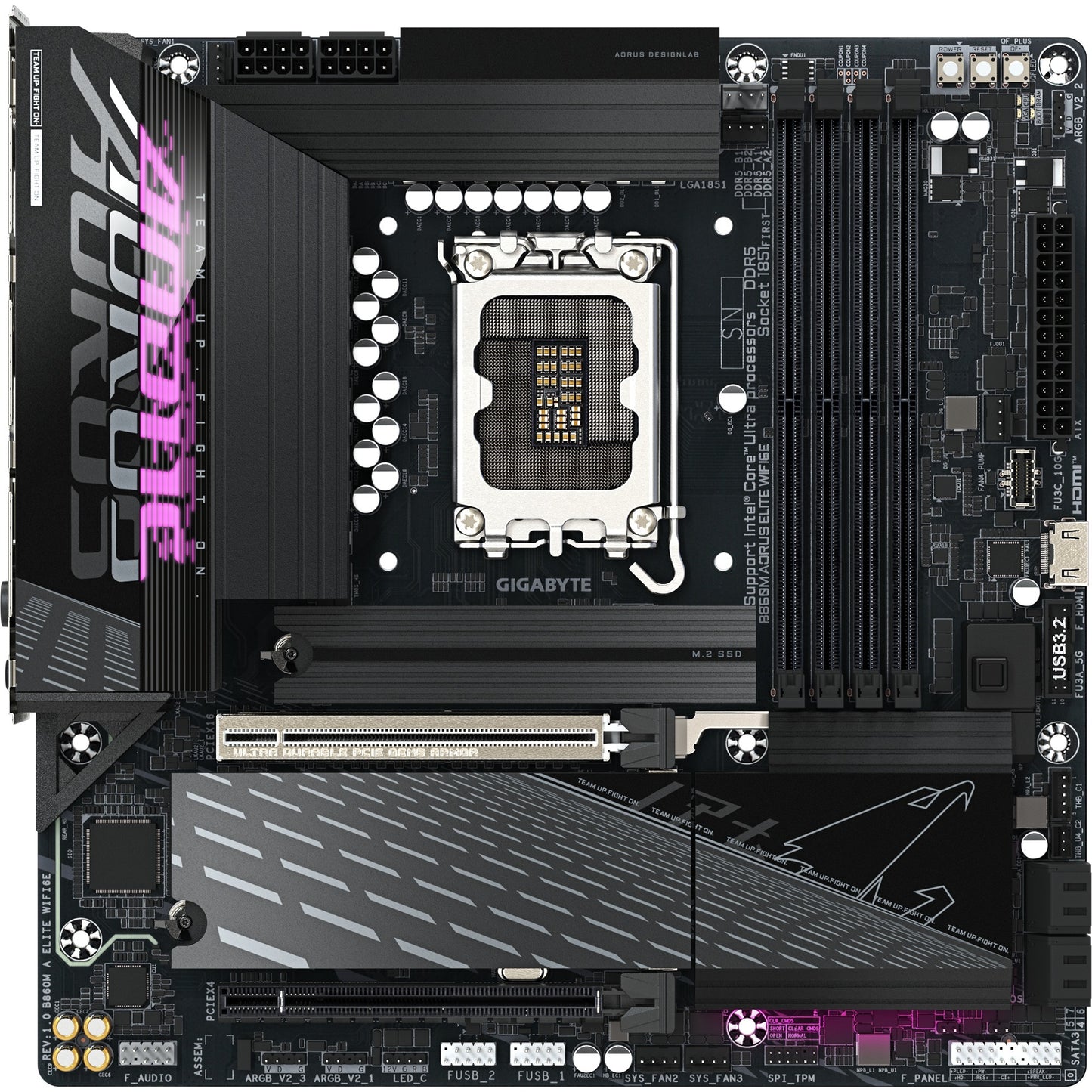 GIGABYTE b860m aorus elite wifi6e socket 1851 moederbord (zwart, raid, 2,5gb-lan, wi-fi 6e, bt, sound, µatx)
