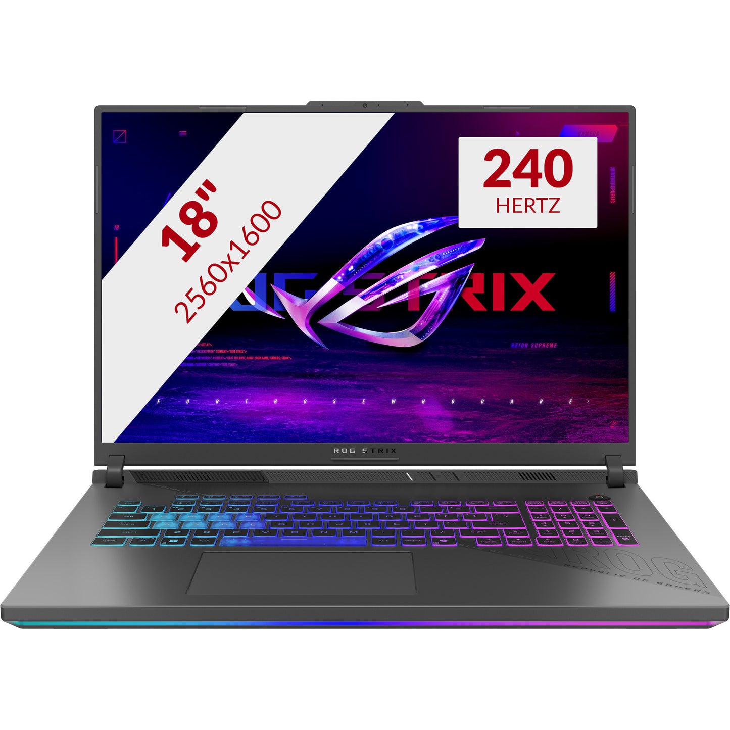 ASUS rog strix g18 g814fp-s9006w 18 gaming laptop (grijs | r9 9955hx | rtx 5070 | 32 gb | 1 tb ssd)