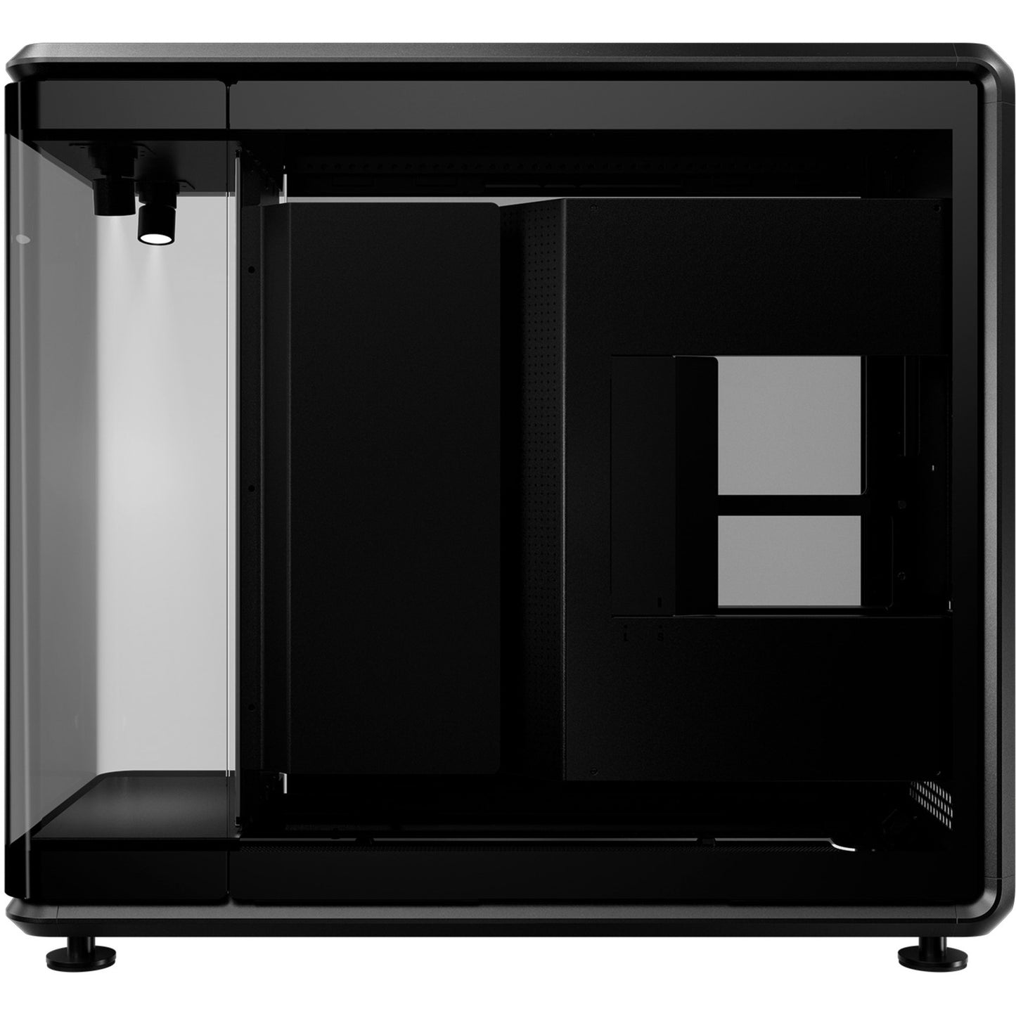 Cooler Master masterframe 360 panorama showcase behuizing (zwart | 2x usb-a | 1x usb-c | rgb | tempered glass)