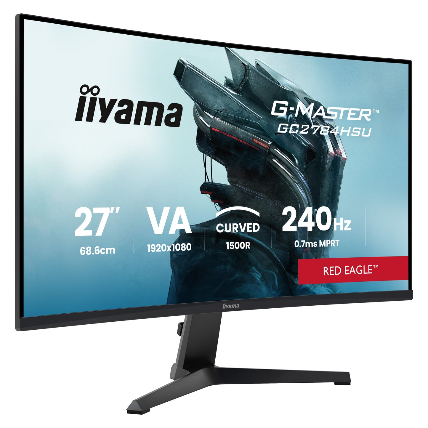 Iiyama g-master red eagle gc2784hsu-b1 27 curved gaming monitor (zwart, 2x hdmi, 1x displayport, usb, audio, amd free-sync, 240 hz)