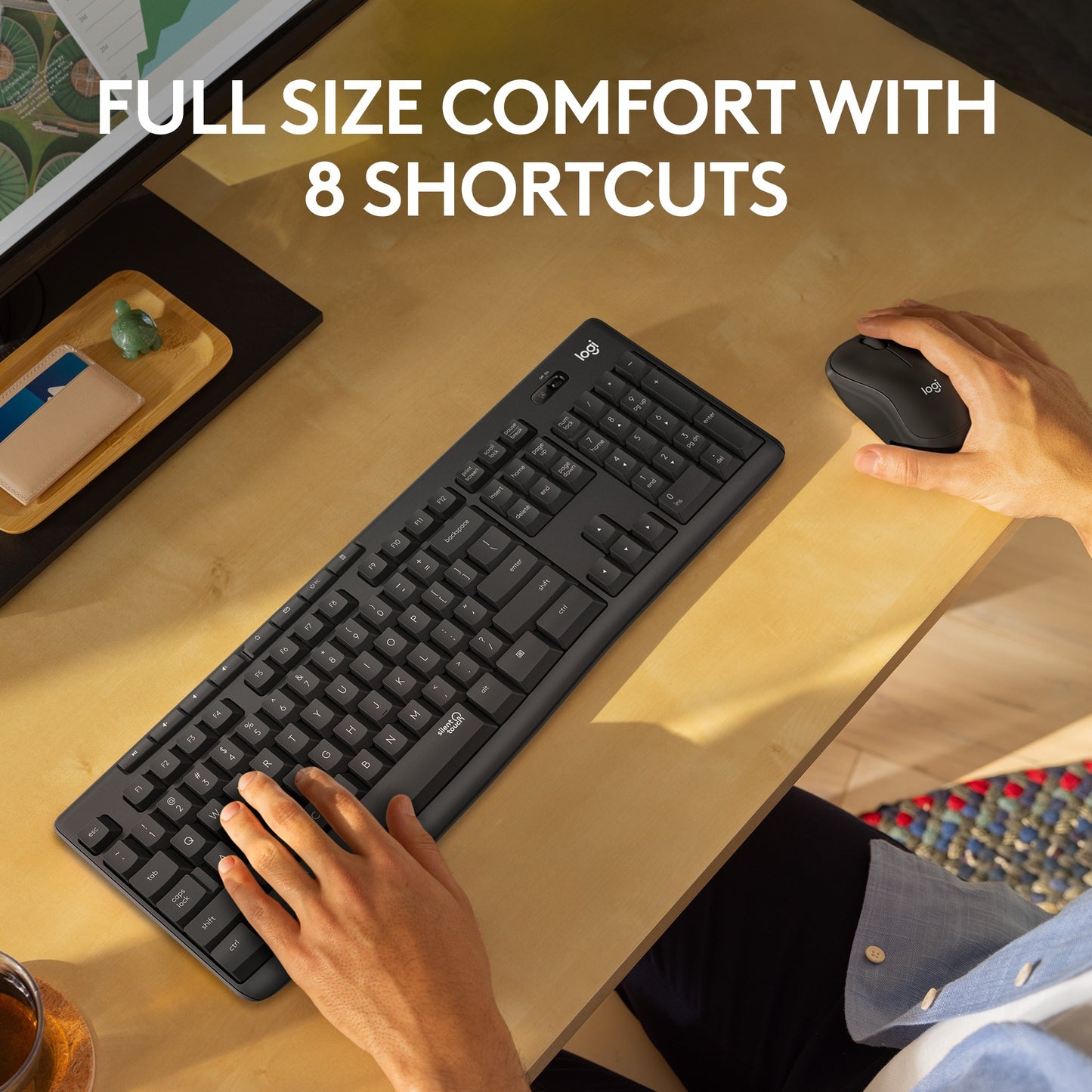 Logitech mk295 silent draadloze desktopset (zwart, us-international lay-out (qwerty), 100%)
