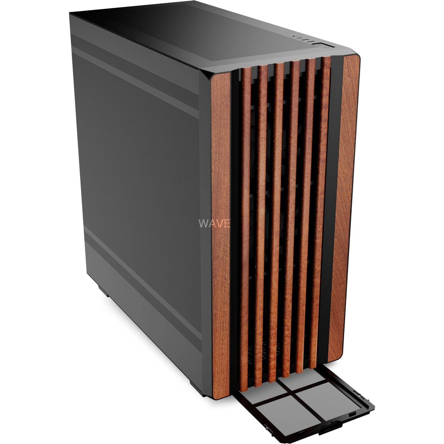 Sharkoon rebel c70m rgb midi tower behuizing (zwart houtkleur | 2x usb-a | 1x usb-c | rgb)
