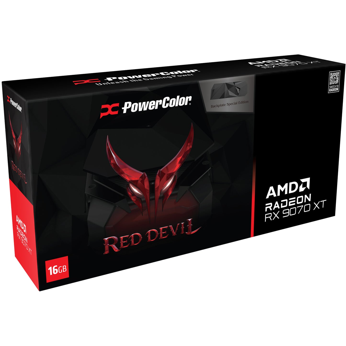 PowerColor radeon rx 9070 xt red devil 16gb oc backplate special edition grafische kaart (zwart, rdna4, gddr6, 3x displayport, 1x hdmi)