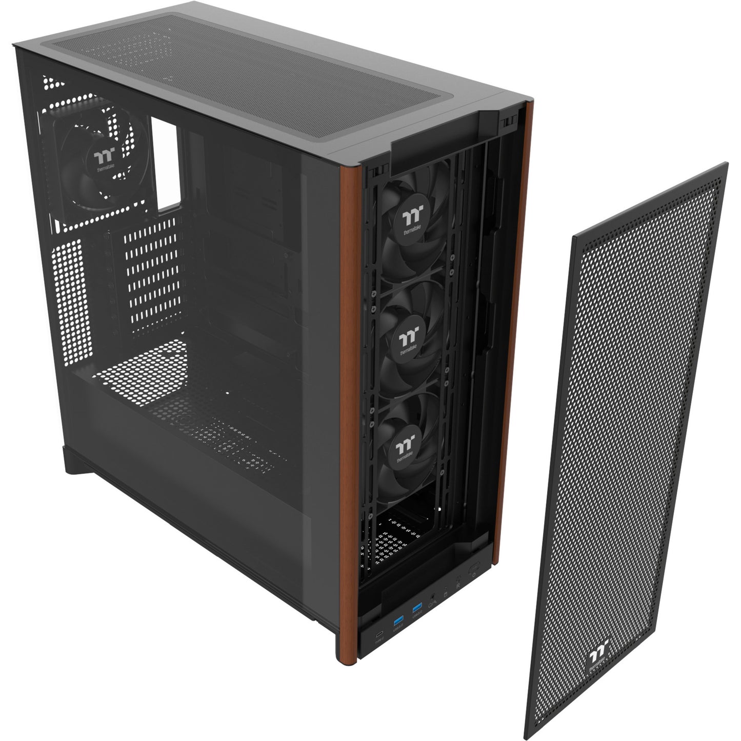 Thermaltake s370 ws midi tower behuizing (zwart | 2x usb-a | 1x usb-c | tempered glass)