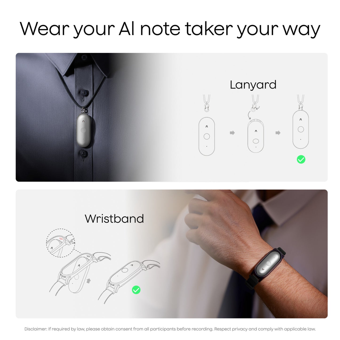 Plaud NotePin S dicteerapparaat (Zwart, 64 GB, Bluetooth 5.2 BLE (Bluetooth Low Energy) Wi-Fi)