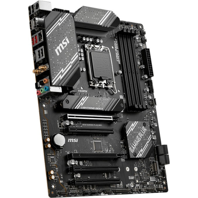MSI b760 gaming plus wifi socket 1700 moederbord (grijs zwart, raid, 2.5gb-lan, wi-fi 6e, bt, sound, atx)
