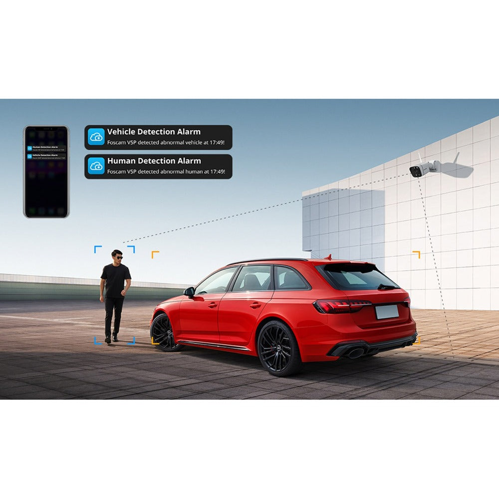 Foscam v5p, 3k 5mp dual-band wifi camera met geluid- en lichtalarm (zwart)