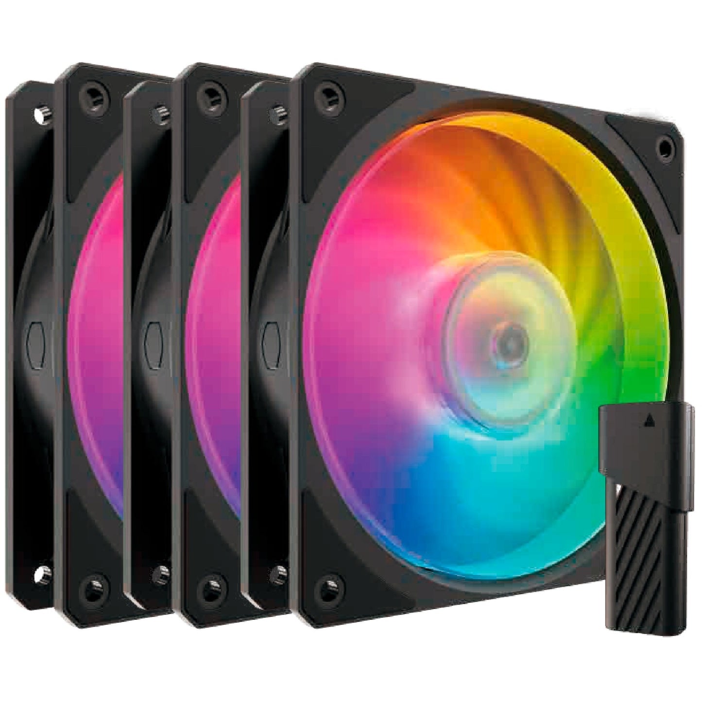 Cooler Master mobius 120p argb 120x120x25 case fans (zwart, 3 stuks, 120 x 120 x 25 mm, pwm)