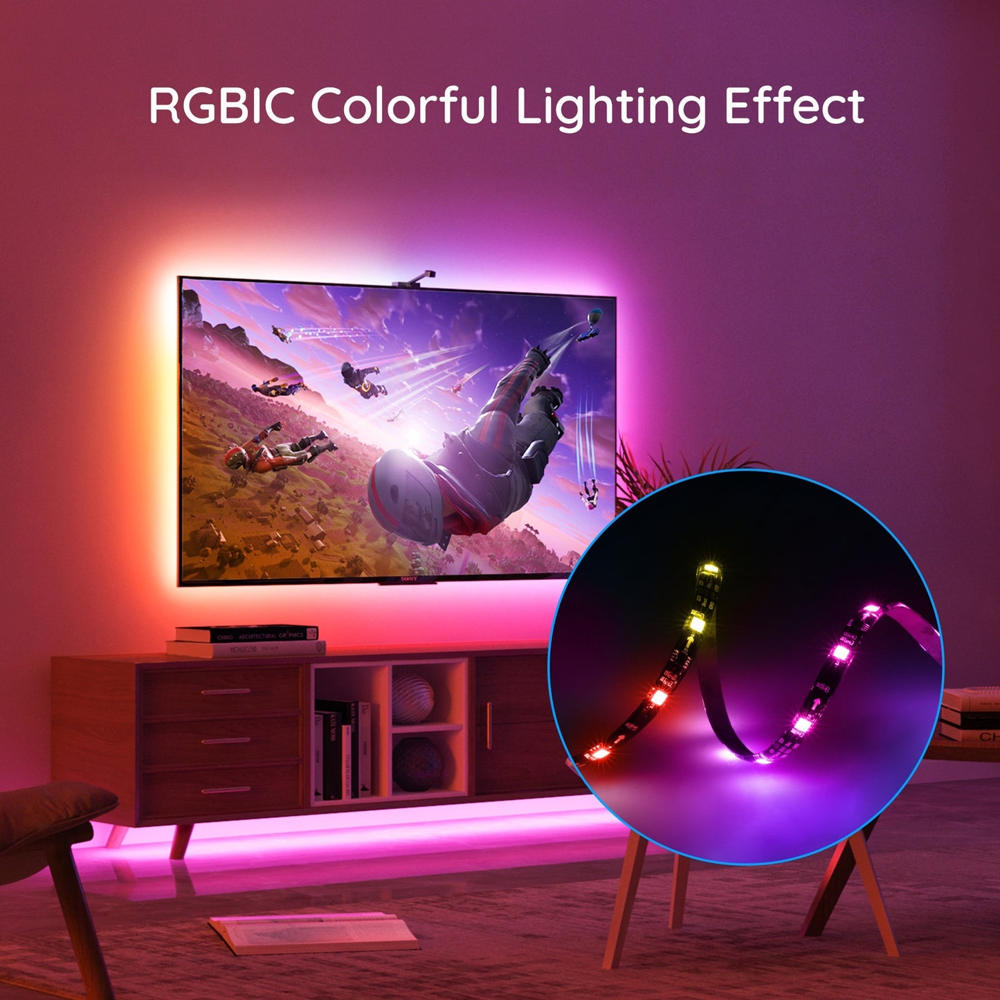 Govee h6199 dreamview t1 tv achtergrondverlichting sfeerverlichting (5 meter, rgbic, wifi, bluetooth, voor 75 - 85 inch tv's)
