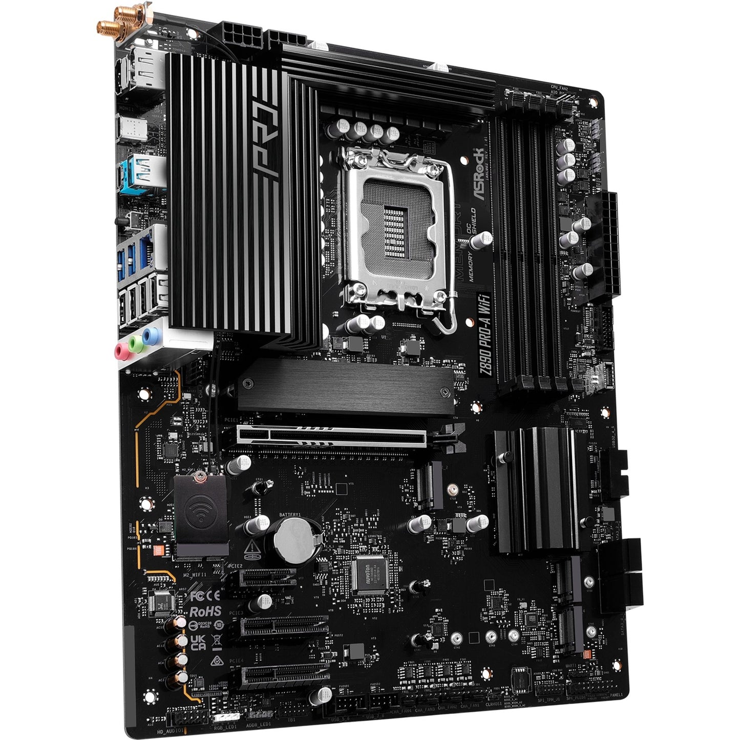 ASRock z890 pro-a wifi socket 1851 moederbord (zwart, raid, 2.5gb-lan, wi-fi 6e, bt, sound, atx)