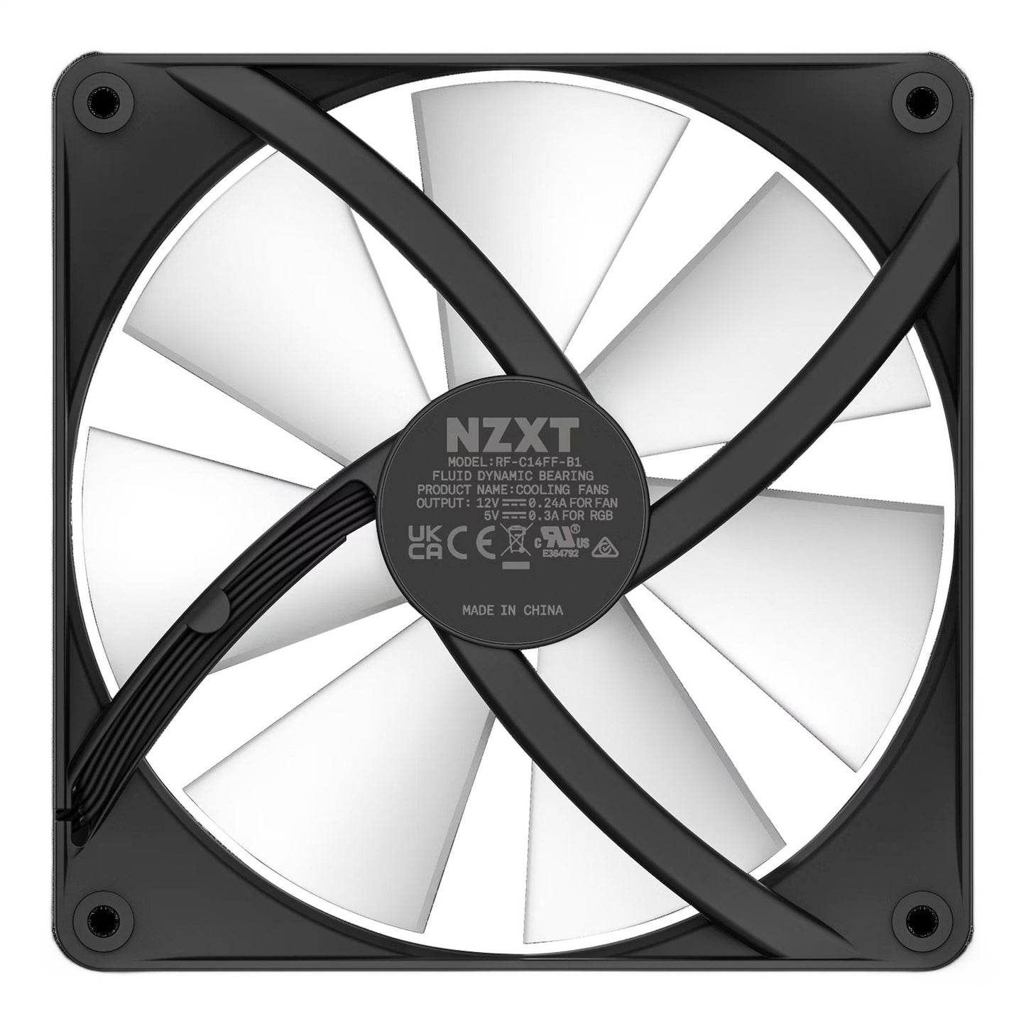 NZXT f140 rgb core case fan (zwart, 140 x 140 x 26 mm, pwm, zonder controller)
