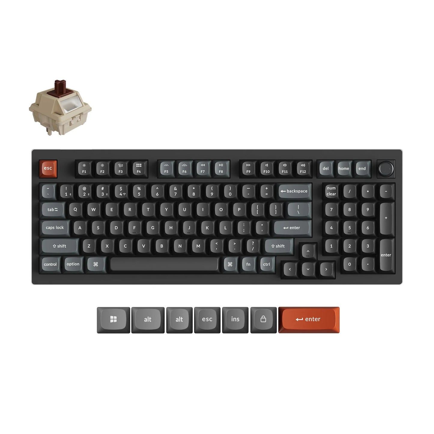 Keychron v5 ultra 8k wireless custom mechanical keyboard (zwart, us lay-out (qwerty), silk pom brown, 96%, rgb, hot swap, 2.4 ghz | bluetooth 5.3 | usb-c)