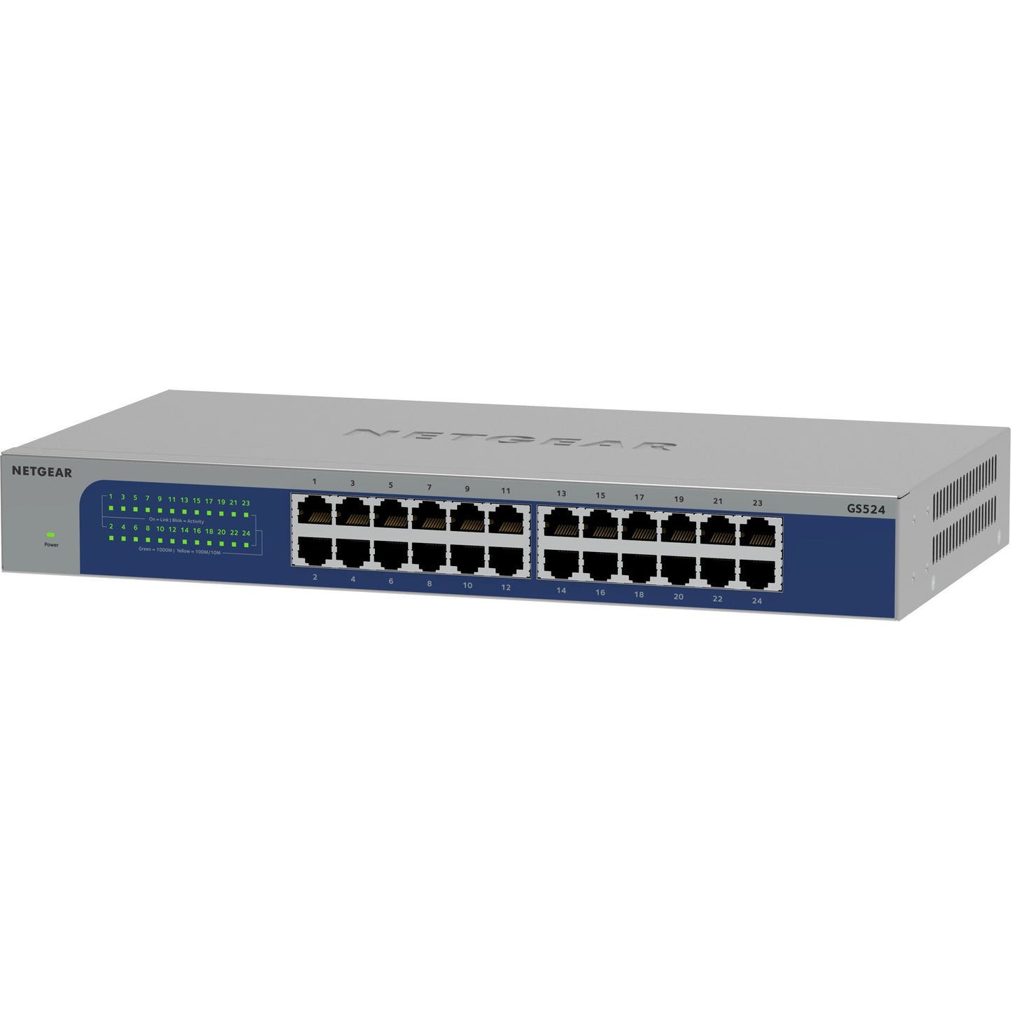 Netgear gs524 24-poorts gigabit ethernet unmanaged switch (grijs blauw)