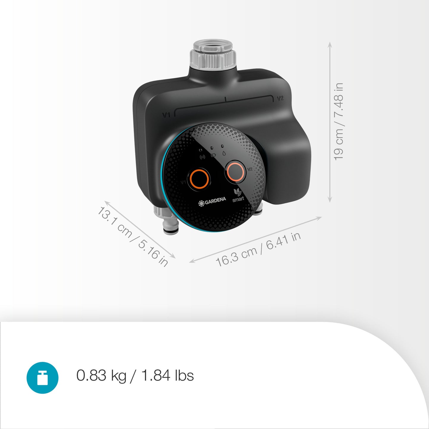 GARDENA smart dual water control besproeiingscomputer (grijs turquoise, 19034-20)
