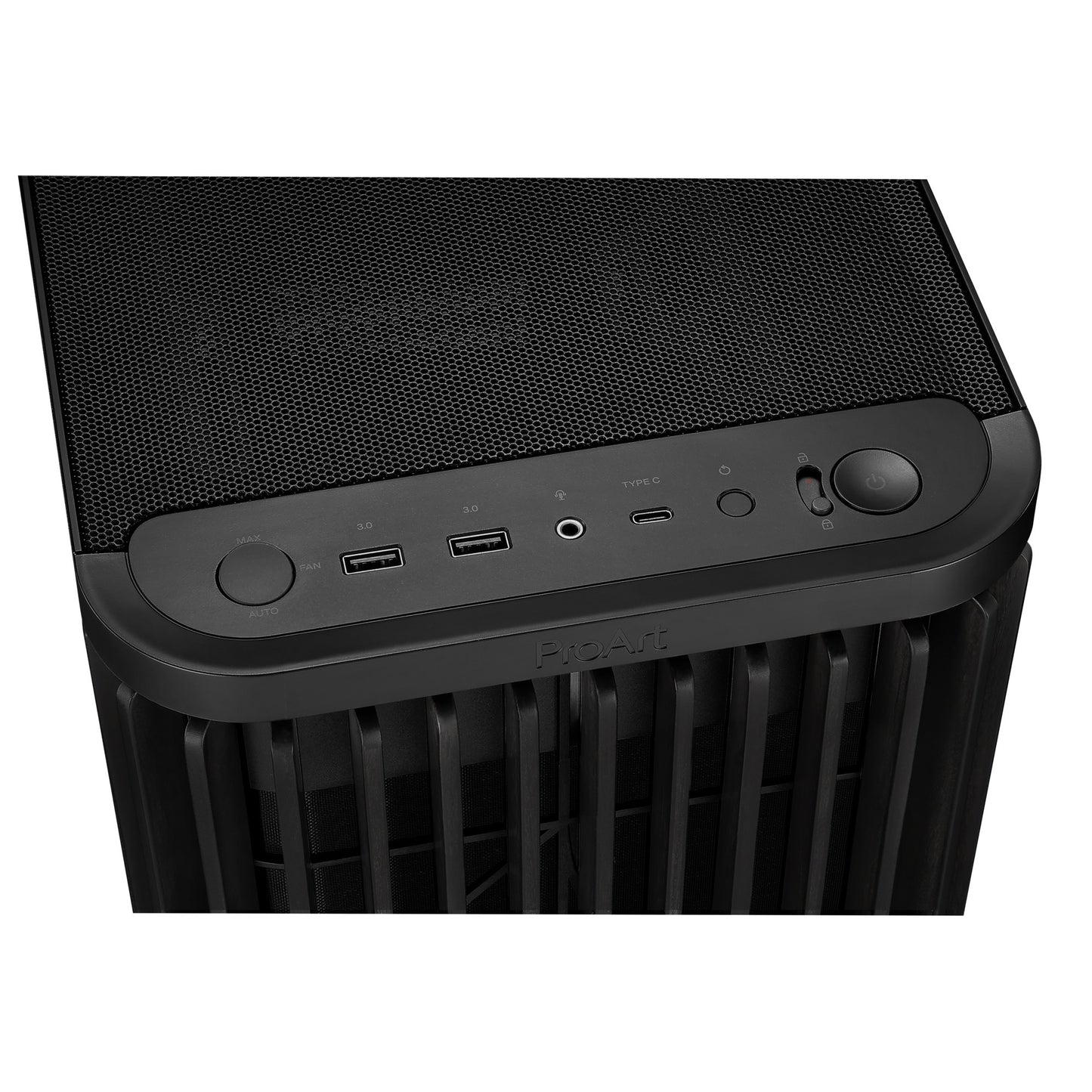ASUS proart pa401 wood edition - metal panel midi tower behuizing (zwart | 2x usb-a | 1x usb-c)