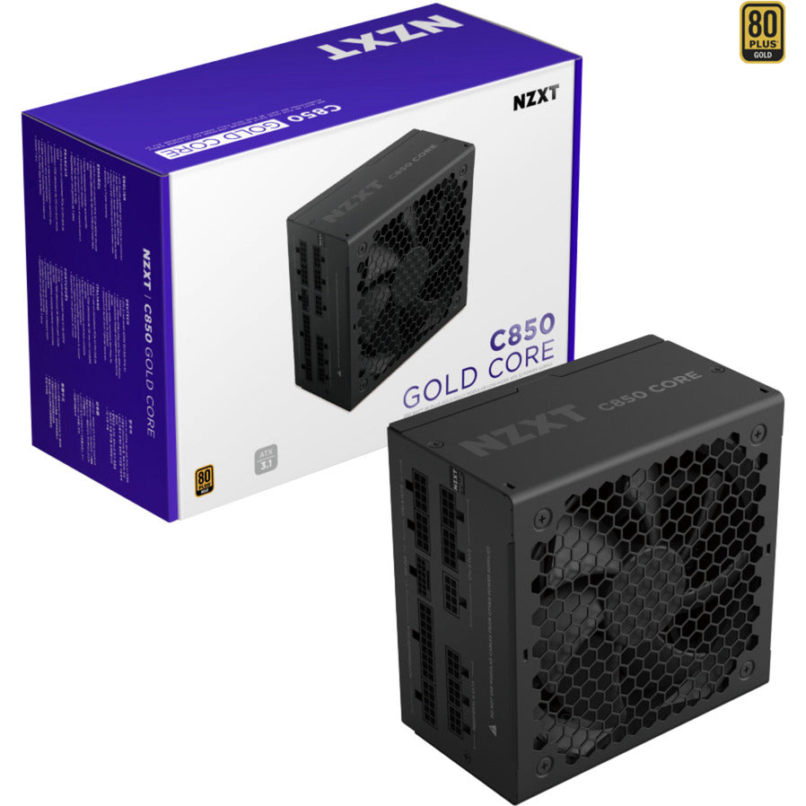 NZXT c850 gold core modulaire 850 watt voeding (zwart, 1x 12v-2x6, 3x pcie)