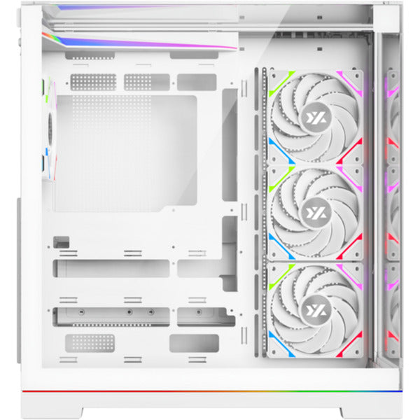 XYZ PC Gear Tesseract A-RGB midi tower behuizing (Wit | 2x USB-A | 1x USB-C | RGB | Tempered Glass)