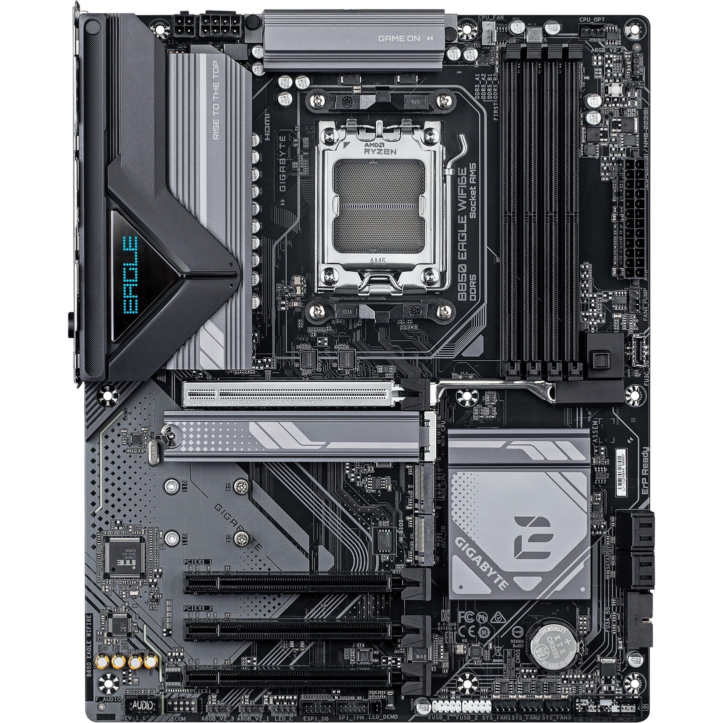 GIGABYTE b850 eagle wifi6e socket am5 moederbord (zwart grijs, raid, gb-lan, wi-fi 6e, bt, sound, atx)