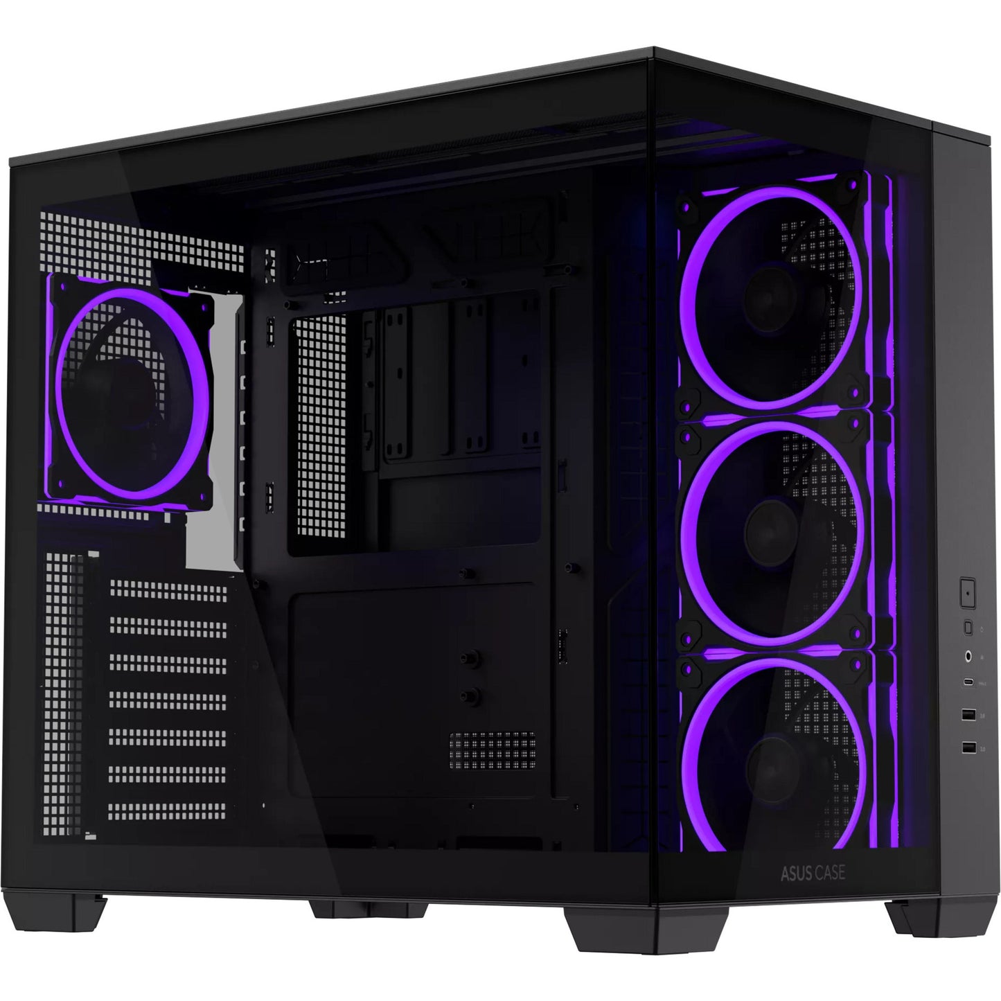 ASUS a32 plus midi tower behuizing (zwart | 2x usb-a | 1x usb-c | rgb | tempered glass)