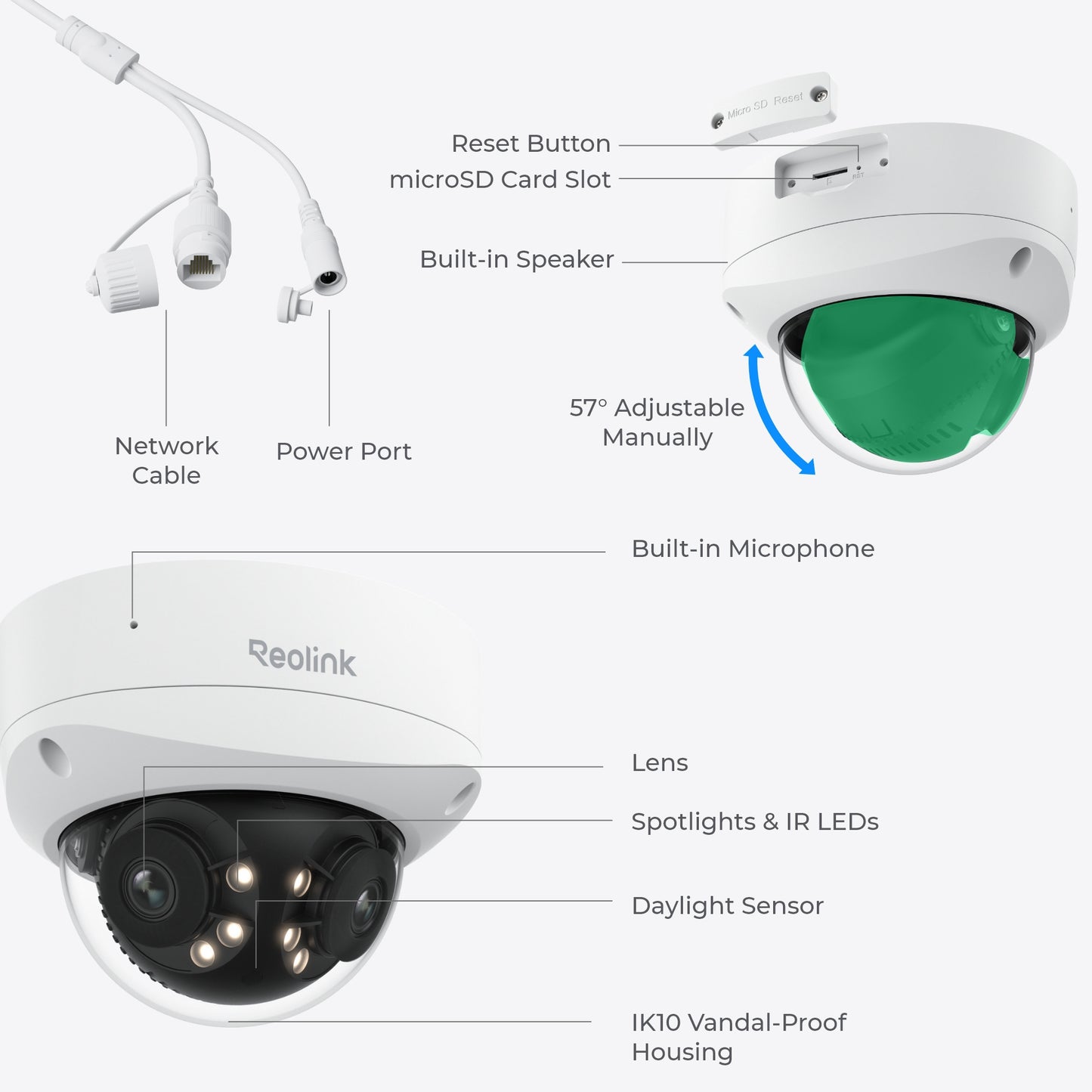 Reolink P737-A beveiligingscamera (Wit, 4K UHD, 8MP, PoE)