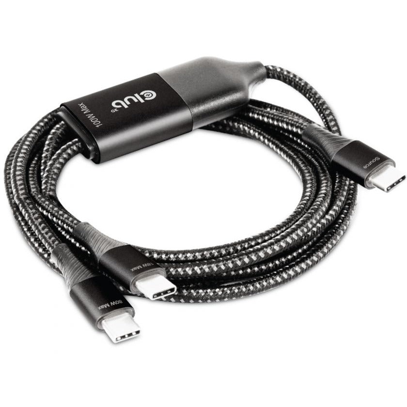Club 3D usb type-c, y oplaadkabel naar 2x usb type-c splitterkabel (zwart, 1,83 meter, max. 100 w)