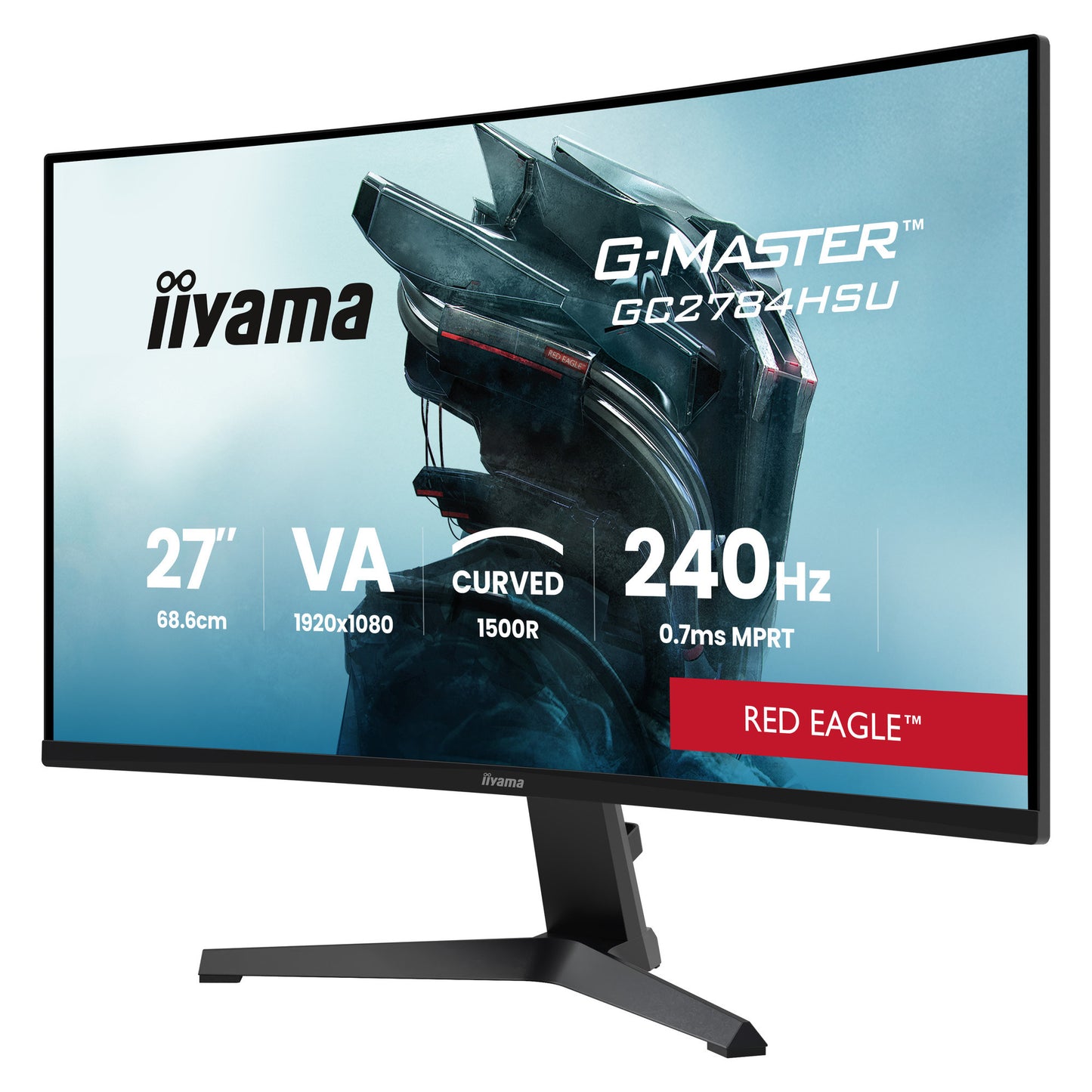 Iiyama g-master red eagle gc2784hsu-b1 27 curved gaming monitor (zwart, 2x hdmi, 1x displayport, usb, audio, amd free-sync, 240 hz)