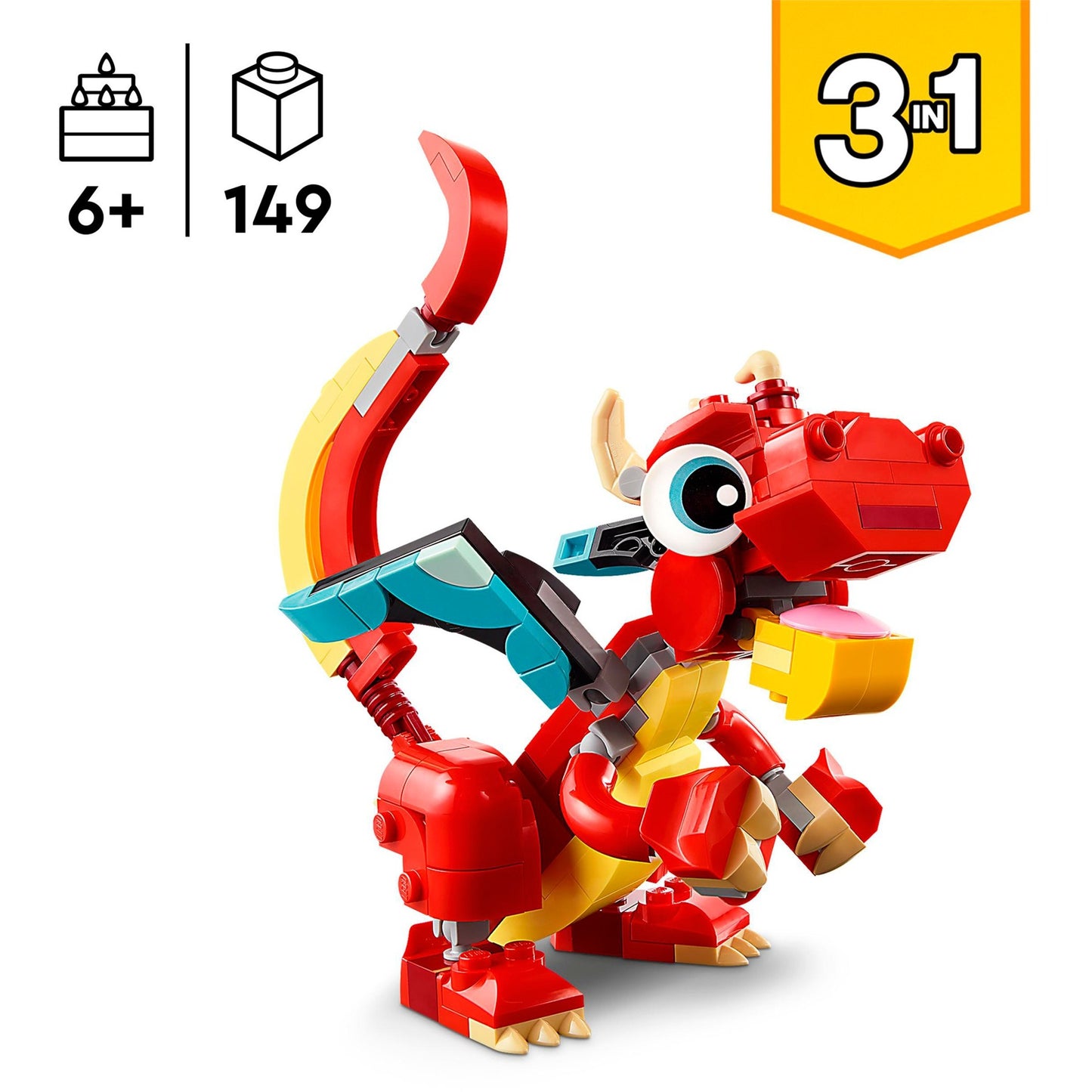 LEGO creator 3-in-1 - rode draak constructiespeelgoed (31145)
