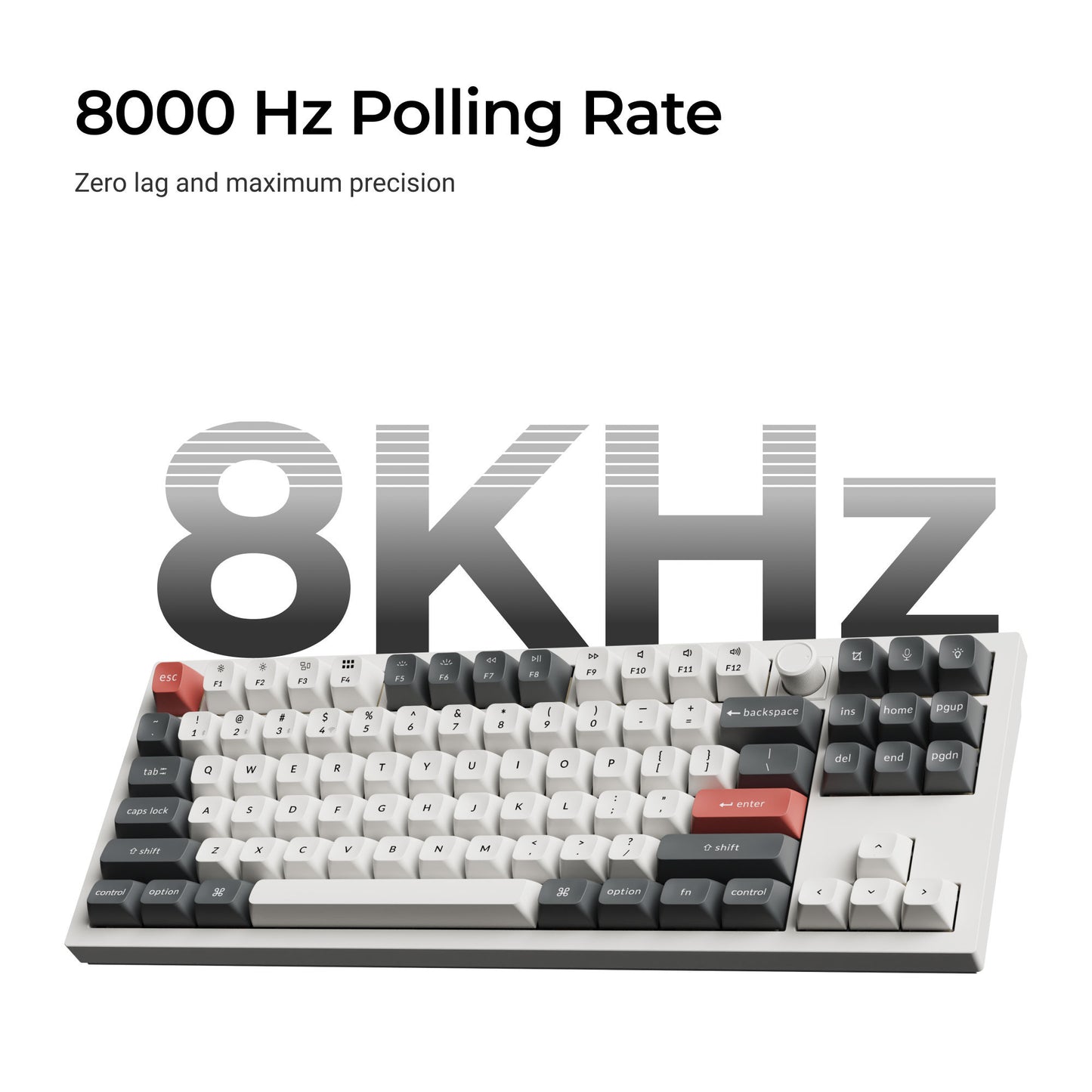 Keychron q3 ultra-m4 8k wireless custom mechanical keyboard (zwart, us lay-out (qwerty), silk pom banana, 80% (tkl), rgb, hot swap, 8k, 2.4 ghz | bluetooth 5.2 | usb-c)