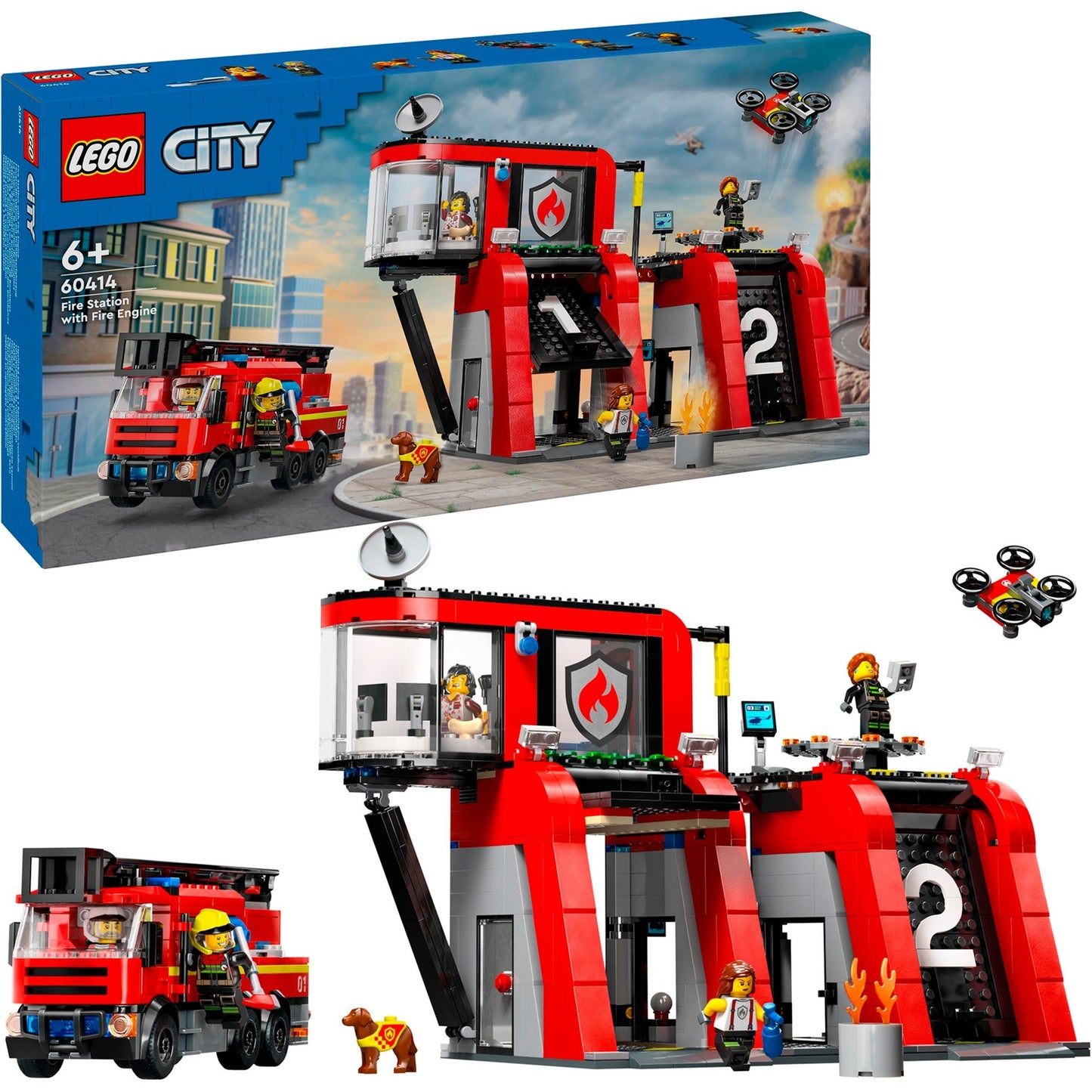 LEGO city 60414 brandweerkazerne en brandweerauto
