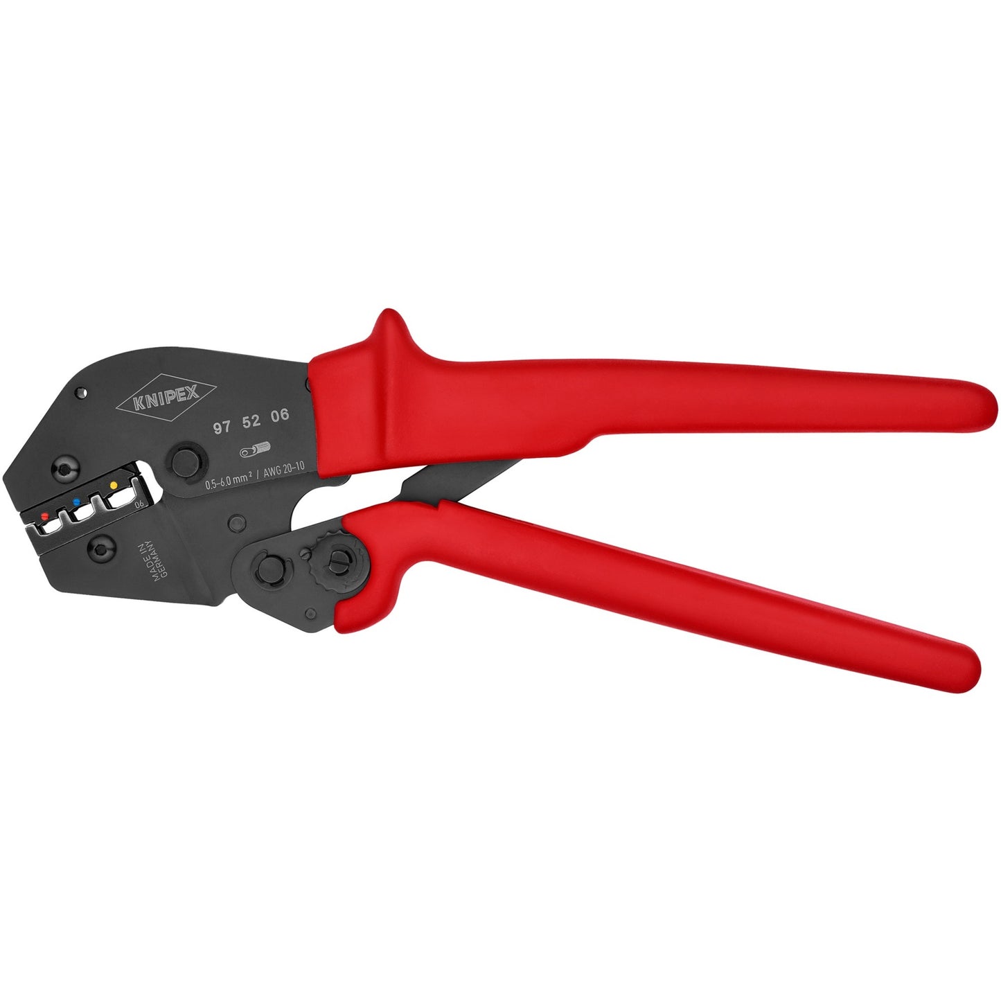 KNIPEX krimptang 97 52 06 (rood zwart, ovale krimp, openingsveer)