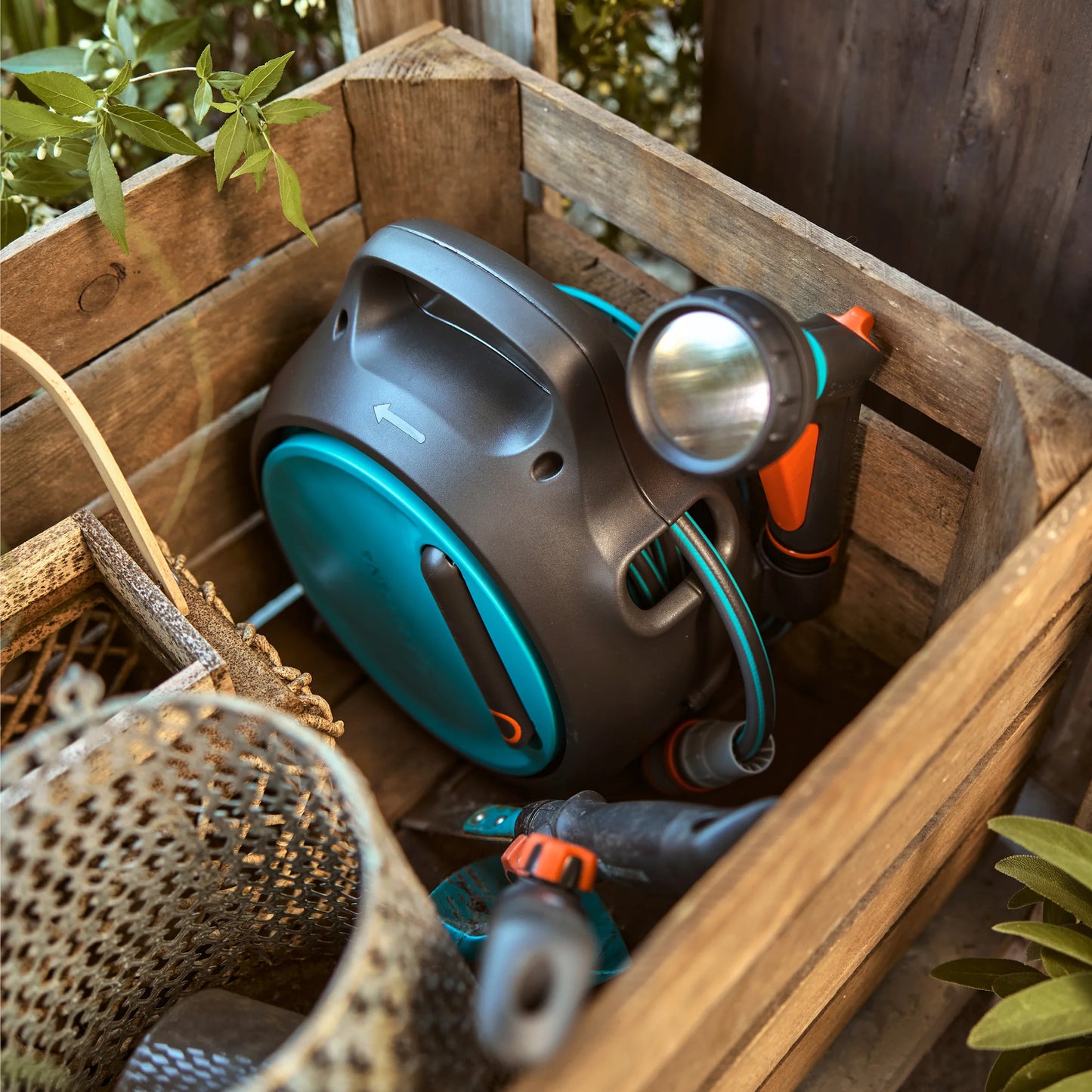 GARDENA draagbare slangenbox move slanghaspel (grijs turquoise, 18692-20)