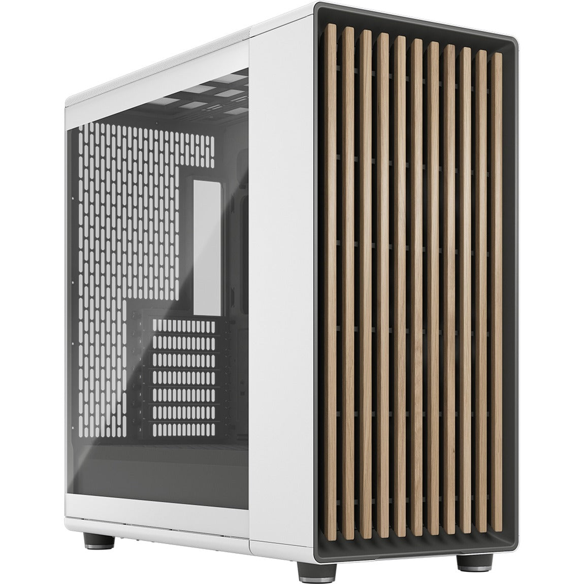 Fractal Design north xl midi tower behuizing (wit houtkleur | 2x usb-a | 1x usb-c | tempered glass)