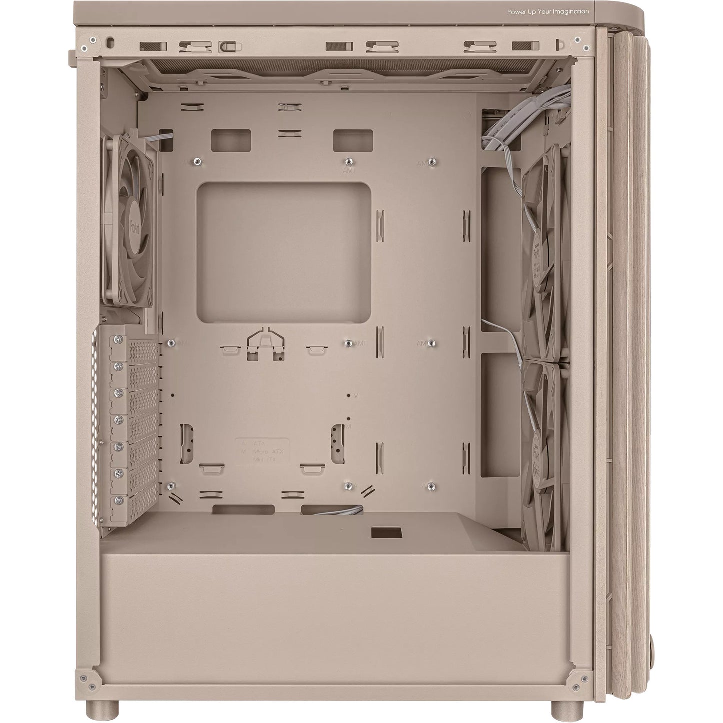 ASUS proart pa401 wood edition - mesh panel midi tower behuizing (beige houtkleur | 2x usb-a | 1x usb-c)