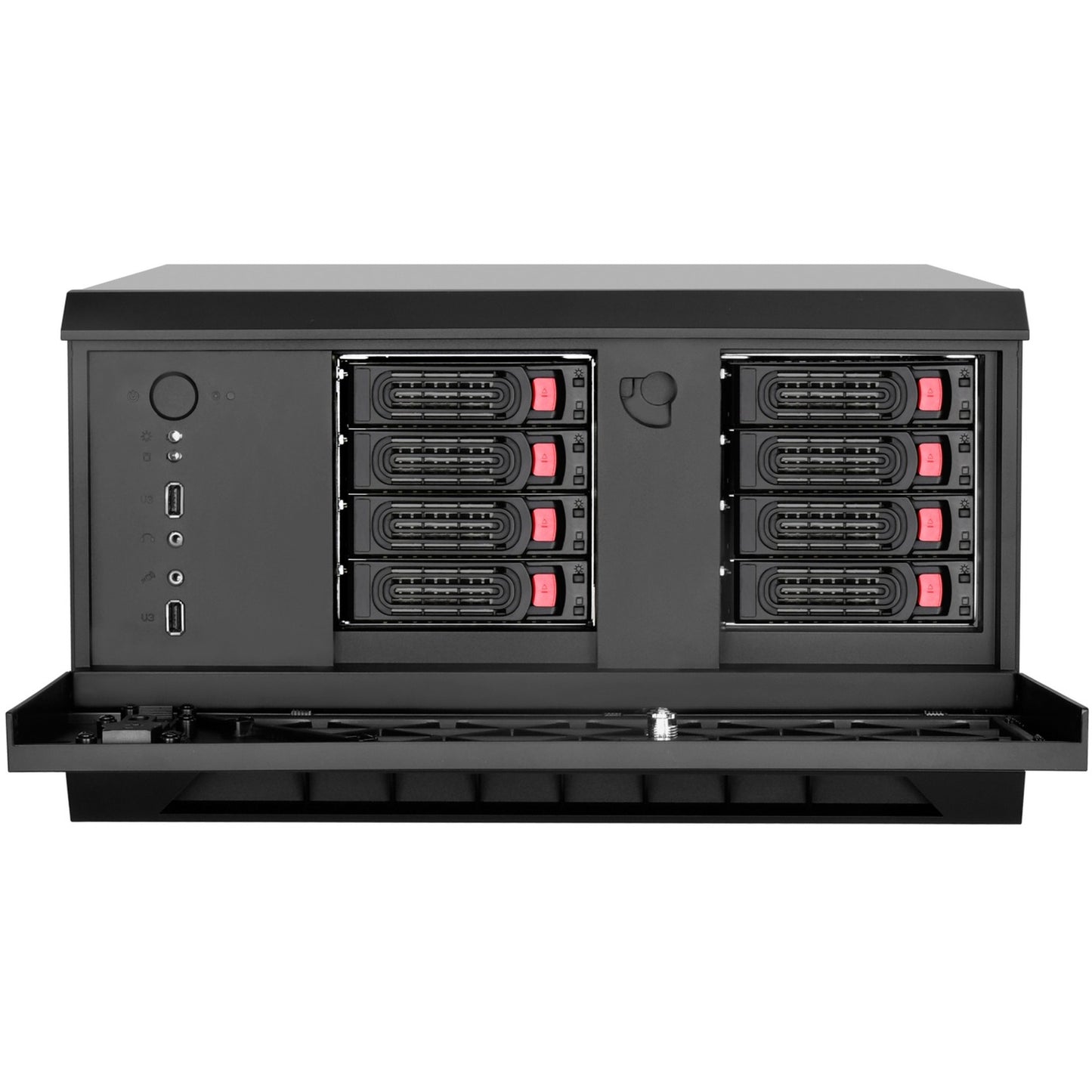 SilverStone cs381b v1.1 rack behuizing (zwart | 2x usb-a 3.2 (5 gbit s) | 2x audio)