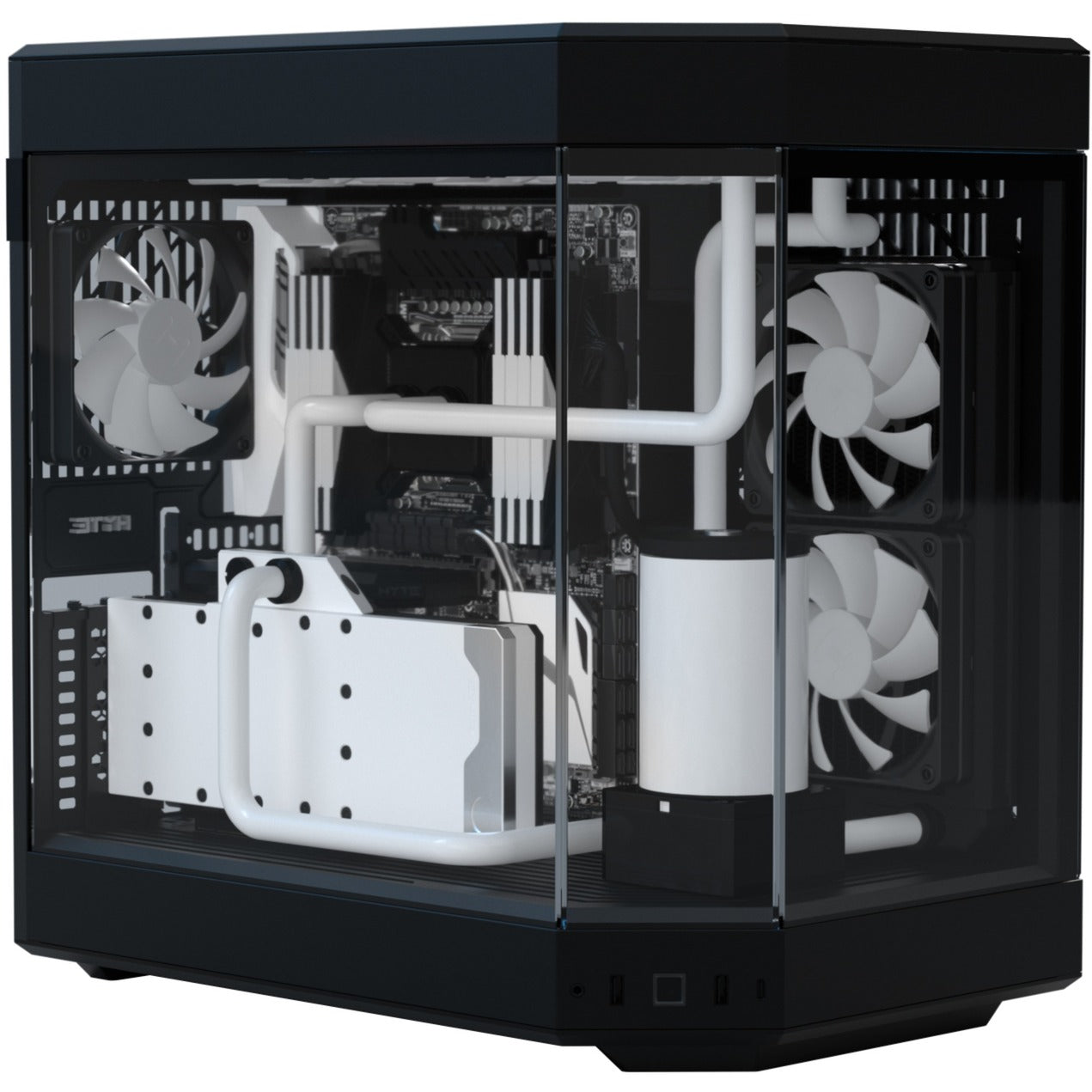 HYTE y60 midi tower behuizing (zwart | 3x usb-a | tempered glass)