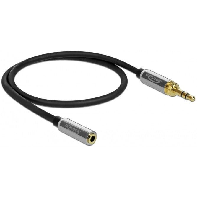 DeLOCK stereo jack 3,5 mm 3-pin male > female verlengkabel (zwart, 0,5 meter)