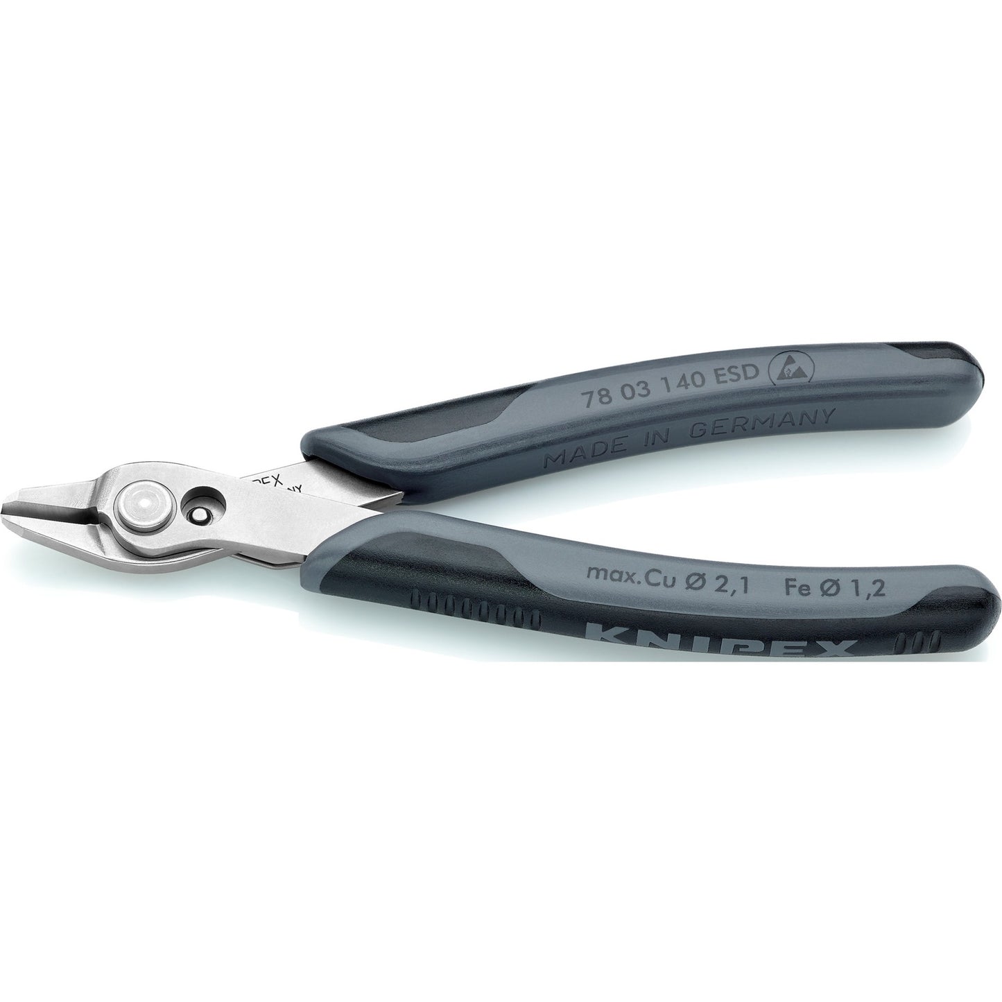 KNIPEX electronic super knips xl esd 78 03 140 esd elektronica-tang (grijs)