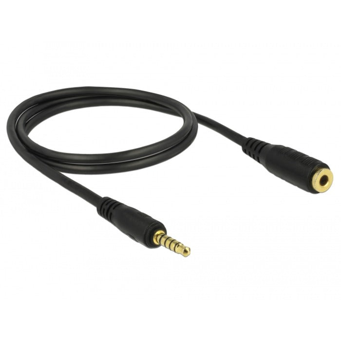 DeLOCK stereo jack 3,5 mm 5-pin (male) > 3,5 mm 5-pin (female) kabel (zwart, 1 meter)