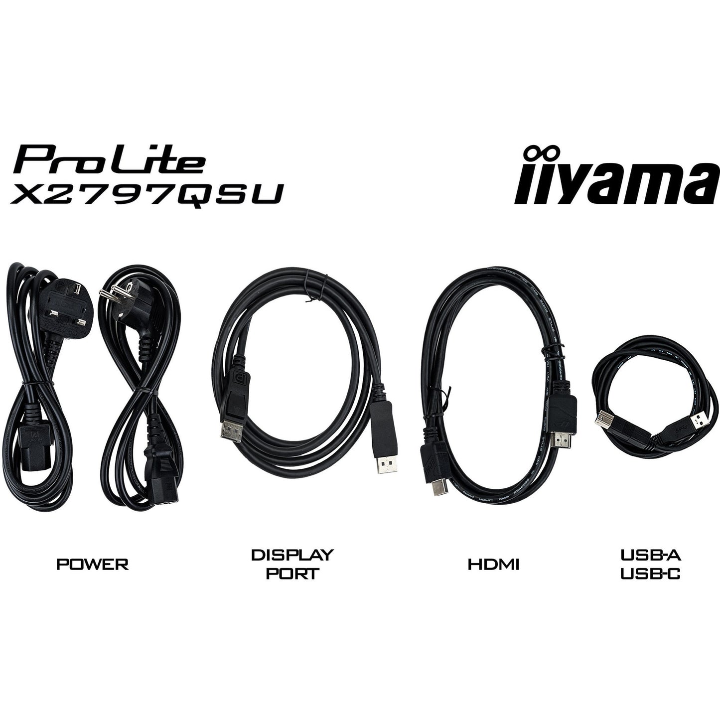 Iiyama prolite x2797qsu-b1 27 monitor (zwart (mat), hdmi, displayport, usb, audio)