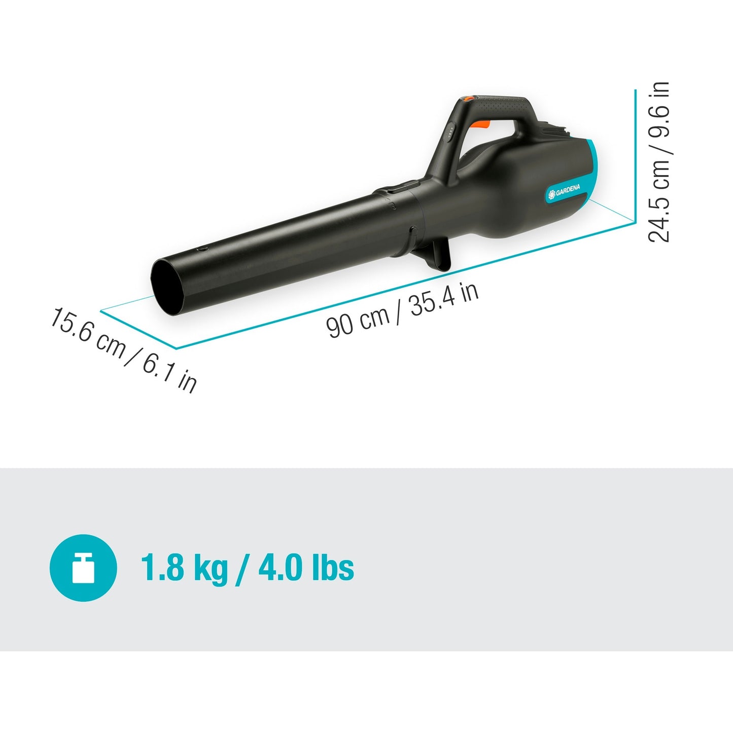 GARDENA accu bladblazer powerjet 18v p4a solo (grijs turquoise, 14890-55, accu niet inbegrepen)