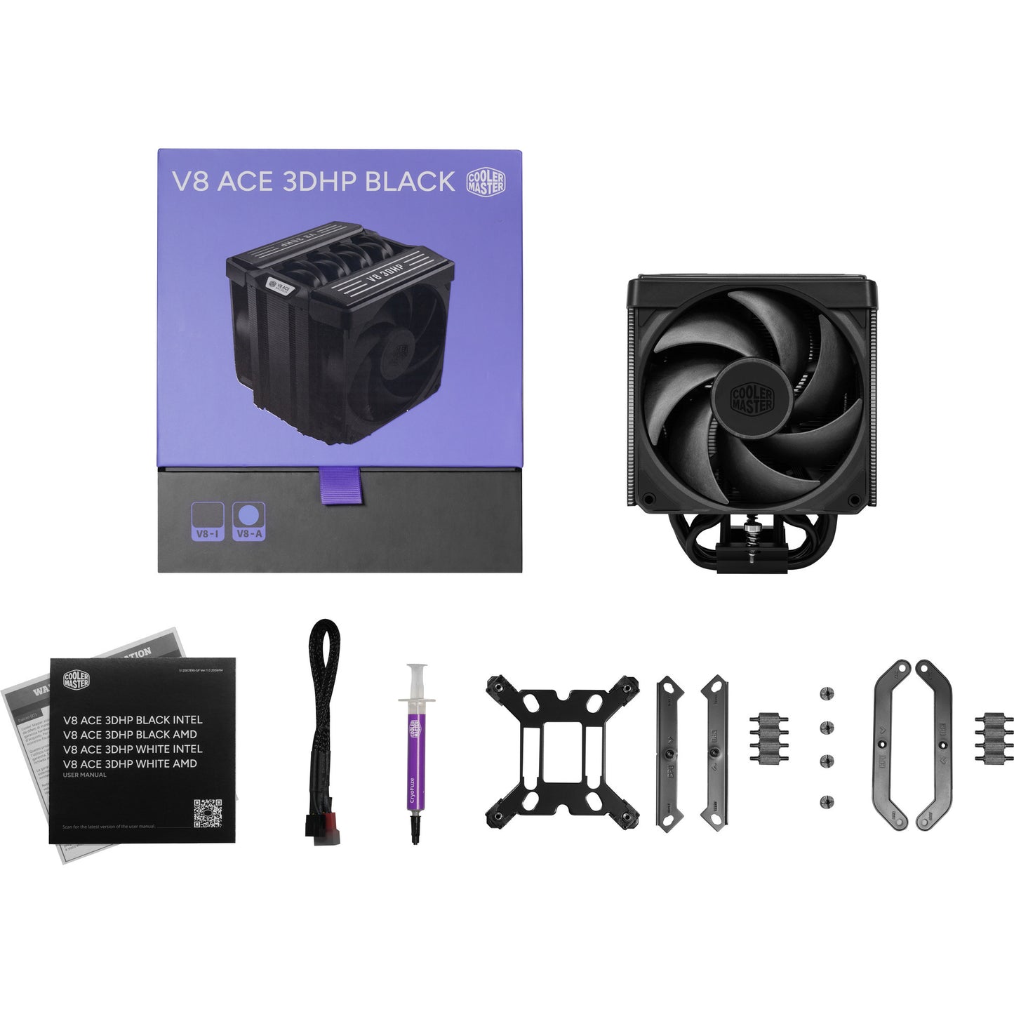 Cooler Master v8 ace 3dhp black amd cpu-koeler (zwart, 4-pin pwm)