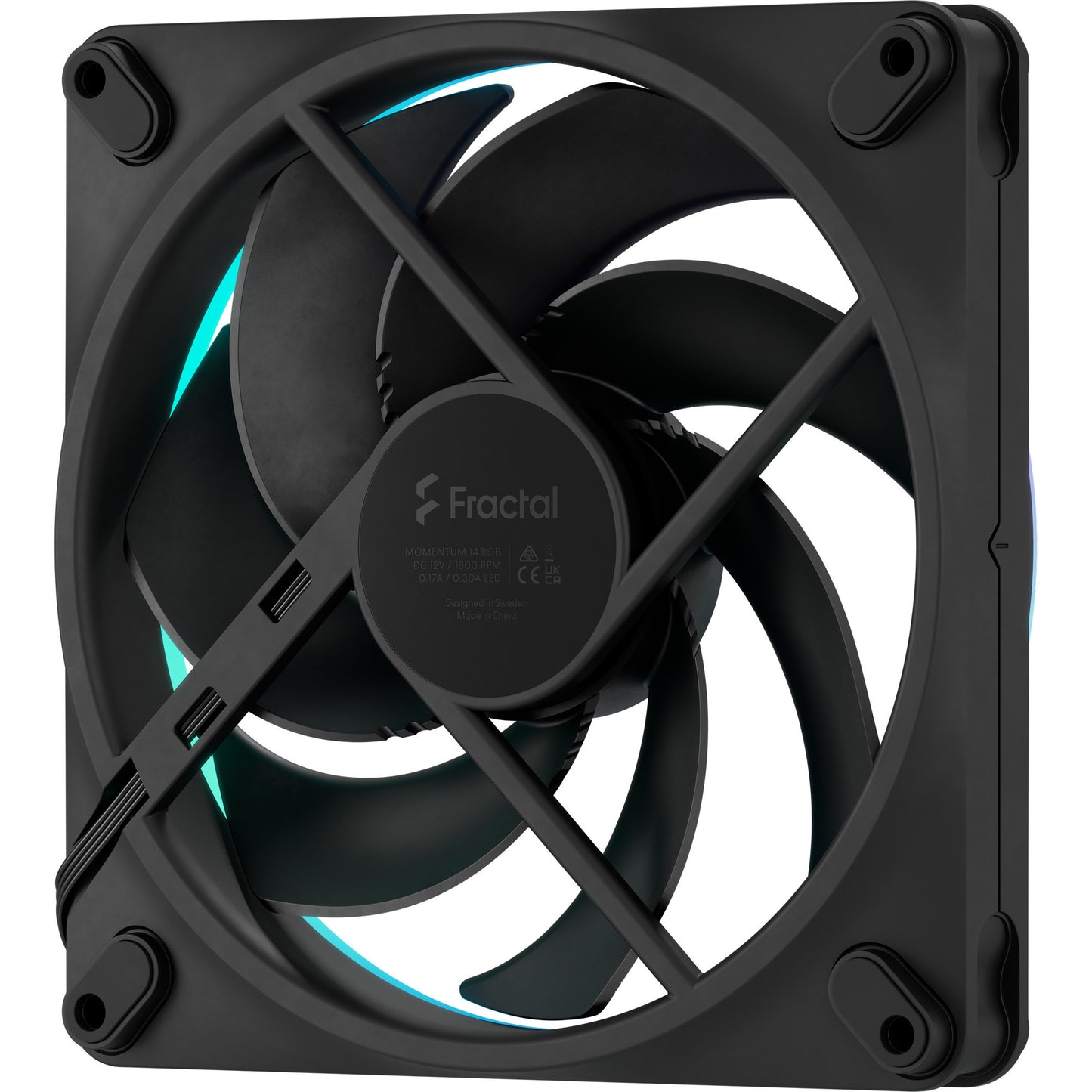 Fractal Design momentum 14 rgb case fan (zwart, 140 x 140 x 25 mm, pwm)