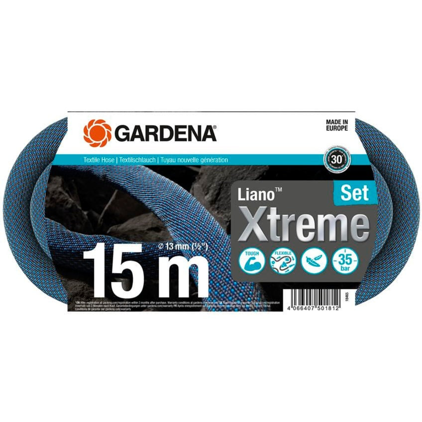 GARDENA textielslang liano xtreme 15 m set (donkergrijs oranje)