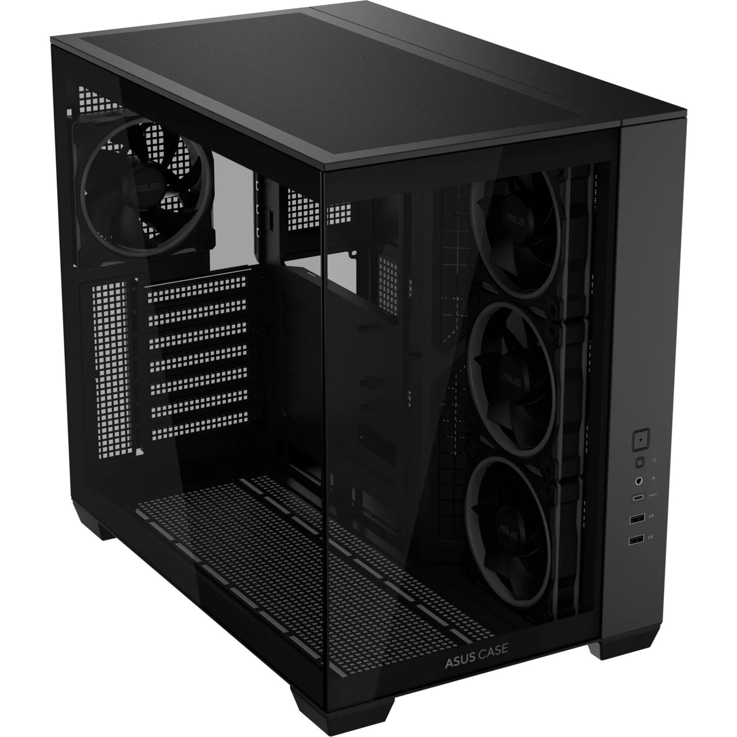 ASUS a32 plus midi tower behuizing (zwart | 2x usb-a | 1x usb-c | rgb | tempered glass)
