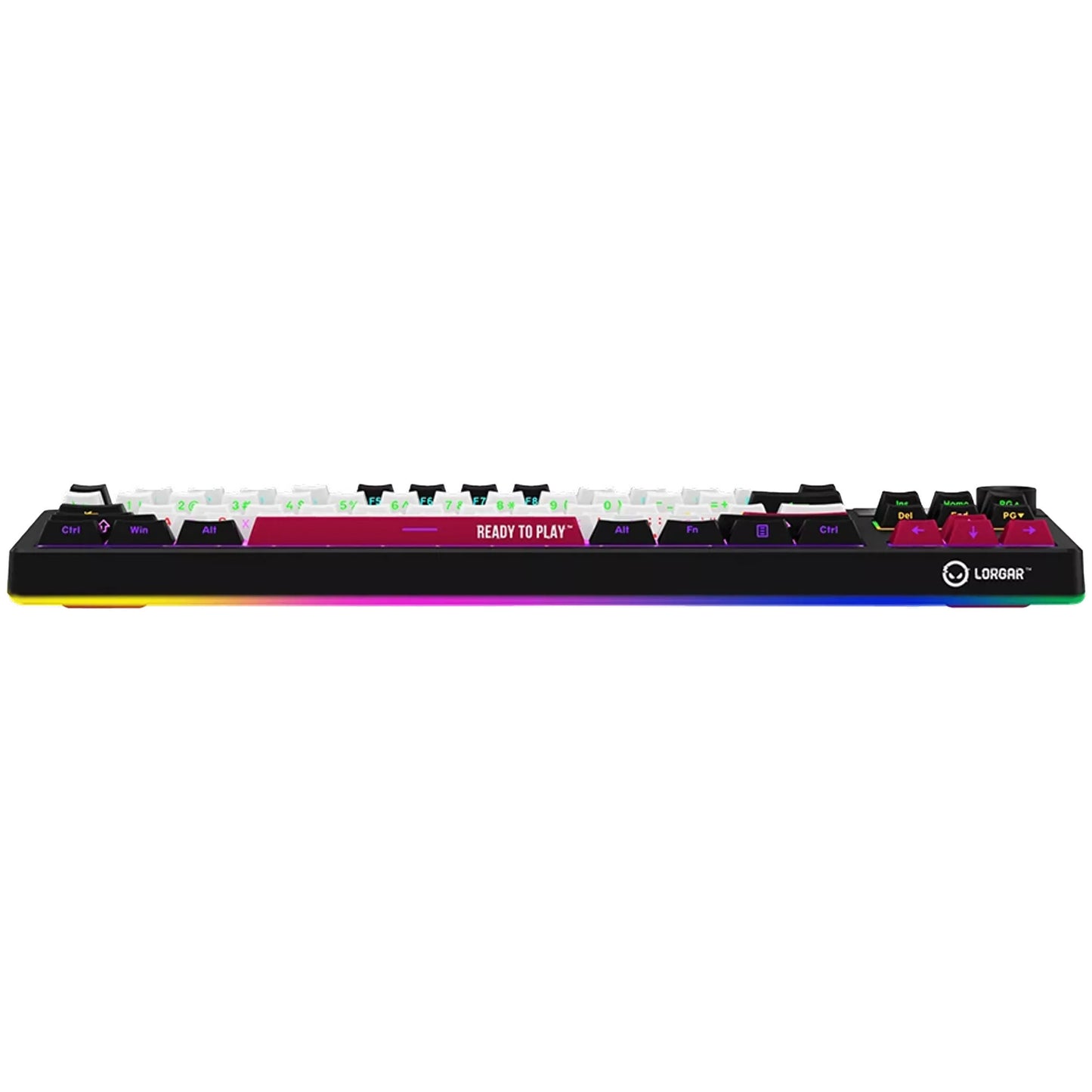 LORGAR kbp70tklw rgb mechanisch gaming toetsenbord (zwart, us lay-out (qwerty), logar toxic purple, 80% (tkl), rgb, hot-swappable, pbt double-shot, bluetooth | 2.4ghz | usb)