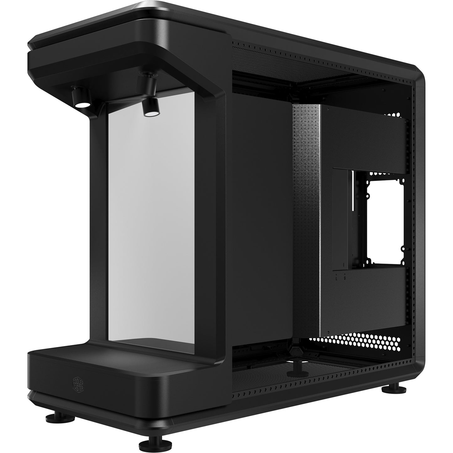 Cooler Master masterframe 360 stage mirror midi tower behuizing (zwart | 2x usb-a | 1x usb-c | rgb | tempered glass)