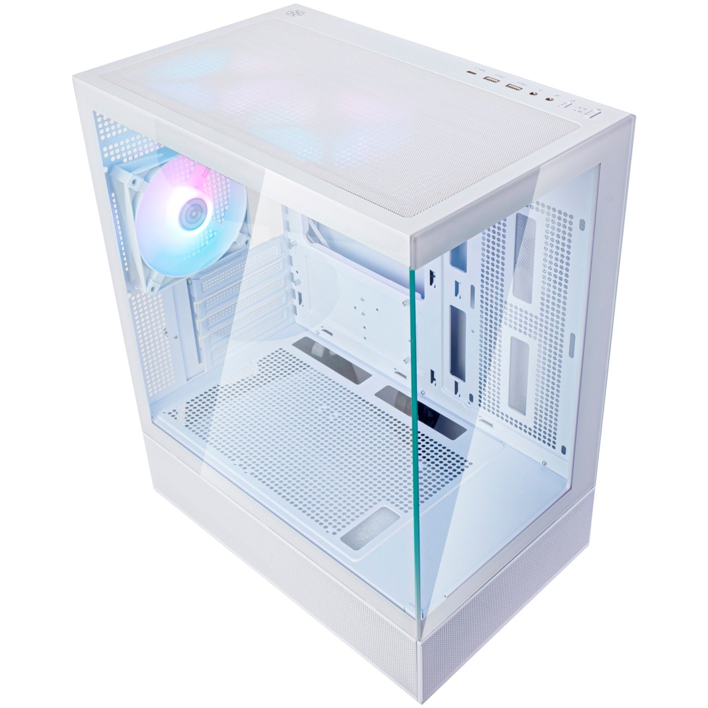 SilverStone lucid 04 mini tower behuizing (wit | 2x usb-a | 1x usb-c | rgb | tempered glass)