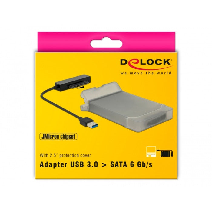 DeLOCK usb-a 3.2 converter > sata 22-pin stekker (zwart, 0,15 meter)