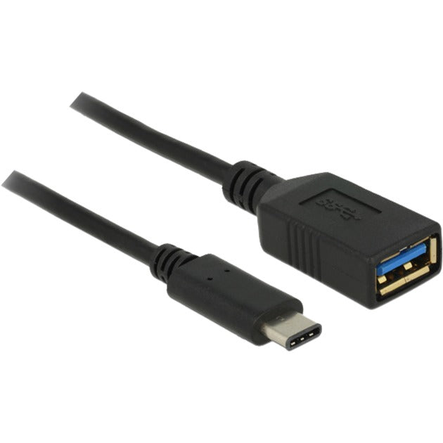 DeLOCK superspeed usb-c 3.1, gen 1 male > usb-a female adapter (zwart, 0,15 meter)